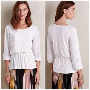 Anthro | Deletta Alee White Ruffle Blouse